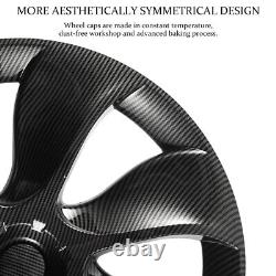 4Pcs 19 Wheel Cover Hubcaps Carbon Fiber Pattern Rim Cover For Tesla Model Y