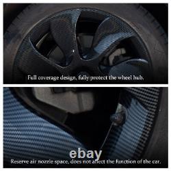 4Pcs 19 Wheel Cover Hubcaps Rim Cover For Tesla Model Y Carbon Fiber Pattern