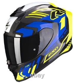 Ece-2206 Scorpion Exo R1 Evo Black Carbon Air Supra Blue Yellow Motorcycle Helmet Size S