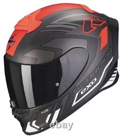 Ece-2206 Scorpion Exo R1 Evo Black Carbon Air Supra Red Matt Motorcycle Helmet S
