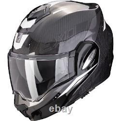 Motorcycle Helmet Flip up L Scorpion Exo-Tech Evo Carbon Rover Black White