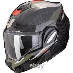 Motorcycle Helmet Flip up XL Scorpion Exo-Tech Evo Carbon Rover Black-Green