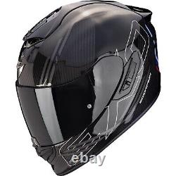 Motorcycle Helmet S Scorpion EXO-1400 Evo 2 II Carbon Air Reika Sw-Silber-Blau