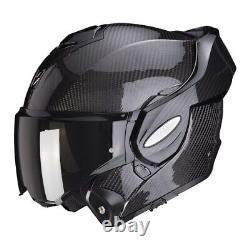 Motorcycle Scorpion EXO-TECH EVO Carbon Flip up Helmet (Black/Carbon) Size M