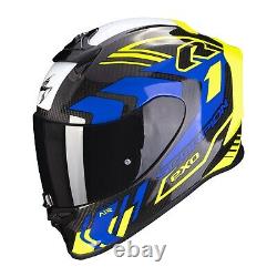 Motorcycle Scorpion Exo-R1 EVO Carbon Air Supra (Black/YellowithBlue/White) Sz