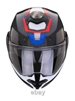 Motorcycle Scorpion Exo-Tech Evo Carbon Rover Flip-Up (Black/Red/Blue) Size L