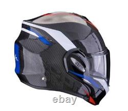 Motorcycle Scorpion Exo-Tech Evo Carbon Rover Flip-Up (Black/Red/Blue) Size M