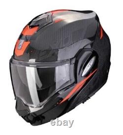 Motorcycle Scorpion Exo-Tech Evo Carbon Rover Flip-Up (Black/Red) Size M (57)