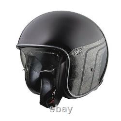 Premier Vintage Evo BTR9 Open Face Black Silver Motorcycle Crash Helmet New