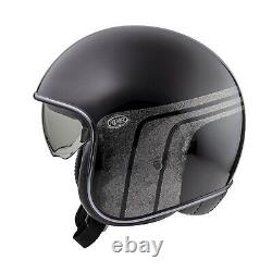 Premier Vintage Evo BTR9 Open Face Black Silver Motorcycle Crash Helmet New