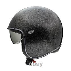 Premier Vintage Evo Glitter Open Face Black Motorcycle Crash Helmet New