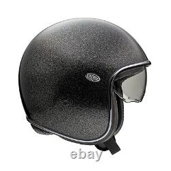 Premier Vintage Evo Glitter Open Face Black Motorcycle Crash Helmet New