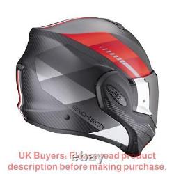 Scorpion Exo-Tech Evo Carbon Genus Matt Black-Red Modular Helmet New! Free
