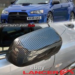 Side Mirror Cover Caps Black Carbon Fiber JMD Style For Mitsubishi Lancer EX EVO